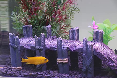 AQUA KT Aquarium Single-Plank Arch Bridge Drawbridge Rock for Cichlid Guppy Betta Glofish Fish Tank Landscape Decoration - color: Single Plank Bridge