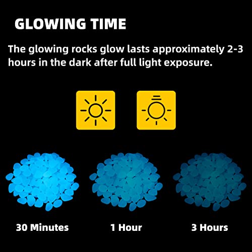NAMTSO Glow in The Dark Rocks Outdoor, 500 pcs Blue Solar Rocks for Landscaping, Outdoor Decor Glow in The Dark Stones, Glowing Pebbles for Garden Backyard Patio Lawn Pond Fish Tank Aquarium Decor - color: Blue