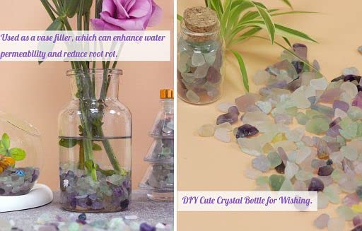 YATOJUZI 2lb Fluorite Aquarium Gravel Rocks Natural Tumbled Healing Crystal Chips Bulk Gemstones Crushed Stones for Fountain Vase Filler Planters Decorative Fish Tank Potted Reiki Energy Balancing - color: 1-fluorite, size: 2 Pound