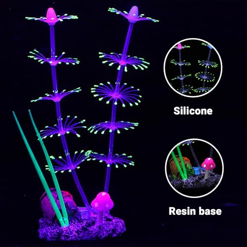 Soft Silicone long Coral Decor with Dynamic Swaying Motion, Weighted Base Aquarium Ornament for Lifelike Reef Aesthetic in Freshwater Saltwater Fish Tank, Safe Shelter for Invertebrates (Yellow) - color: Yellow