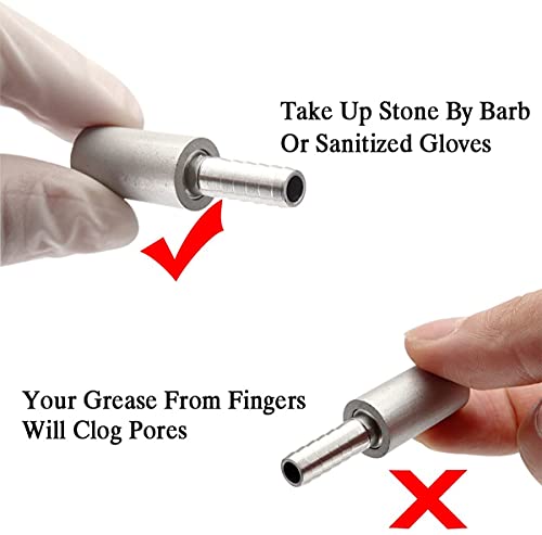 (2 Set) FERRODAY 0.5 Micron Diffusion Stone Stainless Steel Aeration Stone Carbonating Stone with 1/4" Barb for Homebrew Wine Beer Soda Air Stone 0.5 Micron + 20 Inch Silicone Hose - size: 2 count in 1 package