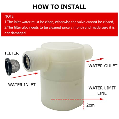 Water Float Valve, Water Level Control Water Tank Traditional Float Valve Upgrade 2 PCS(3/4", side inlet) - color: side inlet, size: 3/4" to 3/4"