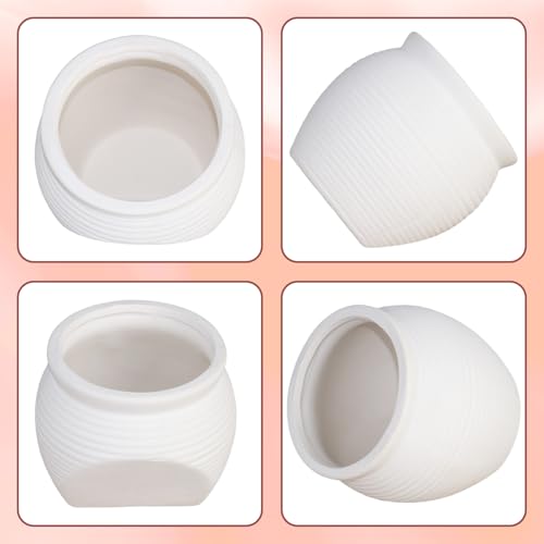 Ceramic Aquarium Decoration Jar – White Betta Fish Tank Ornament, Natural Hiding Cave with 7.8cm / 3.07inch Dia. Round Opening – Aquascape Décor for Fish, Shrimp, Reptiles use