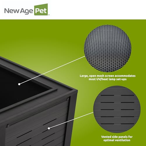 New Age Pet ECOFLEX 48" Wide Large Reptile Habitat, Mojave Lounge for Snakes, Tortoises & Lizards in Maple, Black & Grey, Easy Assembly, Sliding Glass Doors & Mesh Top - color: Black, size: Large