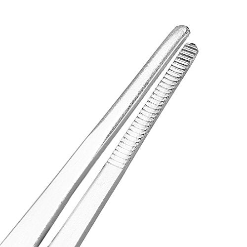 uxcell 1 Pcs 7-Inch Stainless Steel Straight Blunt Tweezers Serrated Tip Daily Garden Tool - size: 7-Inch