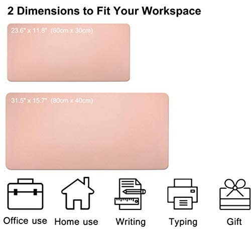 SUJAYU Dual Sided PU Leather Desk Pad, Mouse Pad, Office Desk Mat, Non-Slip Laptop Desk Pad, Waterproof Desk Writing Pad for Office and Home (23.6" x 11.8", Pink+Silver) - color: Pink+silver, size: 11.8" x 23.6"