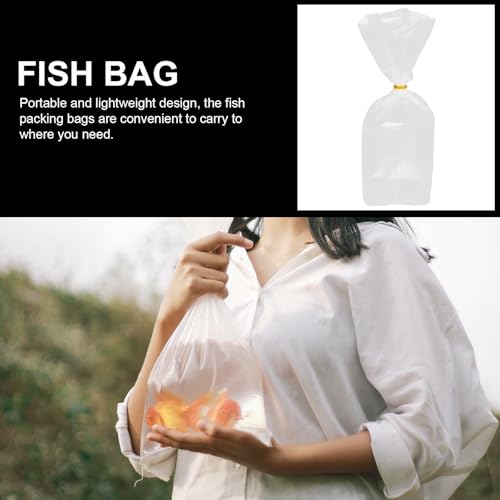 Balacoo 50 Pieces Leak-proof Fish Transport Bags with Reinforced Flat Bottom, 20x35x12cm Aquarium Shipping Pouches for Live Ornamental Fish and Shrimp, Plastic Packaging with Elastic