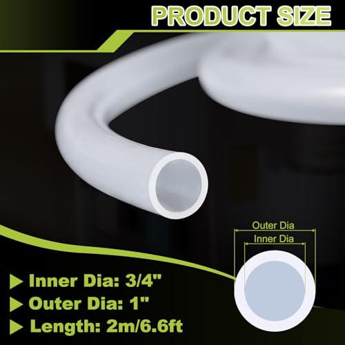 METALLIXITY Silicon Tubing(3/4" ID x 1" OD x 6.6Ft), Pure Silicone Hoses High Temp - for Printer, Hot Water Dispenser, Engine, Brewing, Fish Tank Air Pump, Pump Transfer, Clear - size: 6.6 Feet, style: 3/4" ID x 1" OD