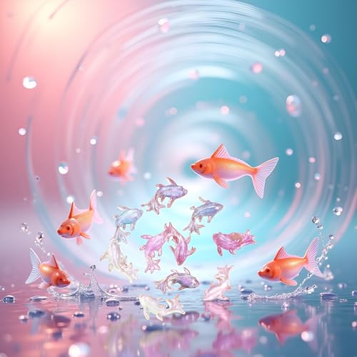 200Pcs Multicolour Cute Mini Shiny Miniature Resin Goldfish Figurines, DIY Terrarium Crafts Ornament Accessories, Mini Gardens Decor, Fairy Garden Accessories Ornament, Garden Sculptures and Statues