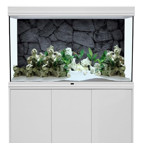 AWERT 36x20 inches Rock Aquarium Background Dark Grey Stone Fish Tank Background Rocky Terrarium Background Durable Polyester Background - size: 36x20in/90x50cm