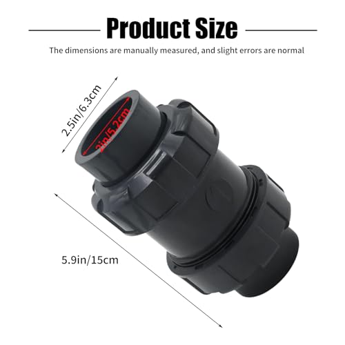 EATAKWARD 1-1/2 inch PVC True Union Check Valve, Slip-Slip Full-Port Practical Check Valve, Sch80 Socket Insert Pool Ball Check Valve for Backflow Prevention