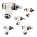 5Pcs Push to Connect Air Flow Control Valve, White 5/16in Tube OD x 1/4" Male Thread 90 Degree Elbow Speed Control Valve Pneumatic Connector Quick Fittings - size: Male Thread G1/4 x White (5pcs)