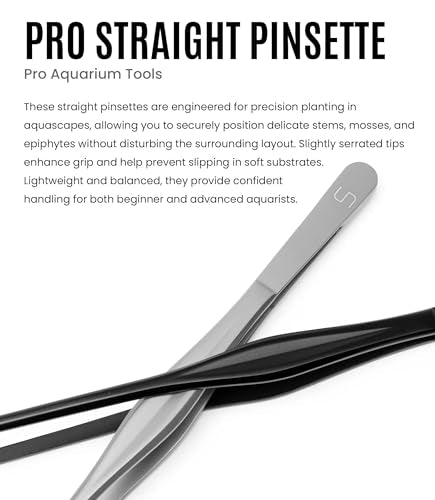 UNS Pro Aquascaping Tools - Stainless Steel Aquarium Accessories for Planting Aquatic Plants, Coral Setting in Freshwater Planted & Reef Tanks, Terrariums and Vivariums - Straight Pinsettes, Grey - color: Grey