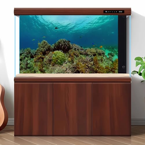 Under The Sea Aquarium Background Underwater Tropical Fish Coral Reef Terrarium Backgrounds Ocean World Theme Fish Tank Background Blue Sea Fish Tank Backdrop Coral Tank Decorations Vinyl 24x12in - color: Dark Green, size: 24(W)x12(H)inches/ 60(W)*30cm(H)