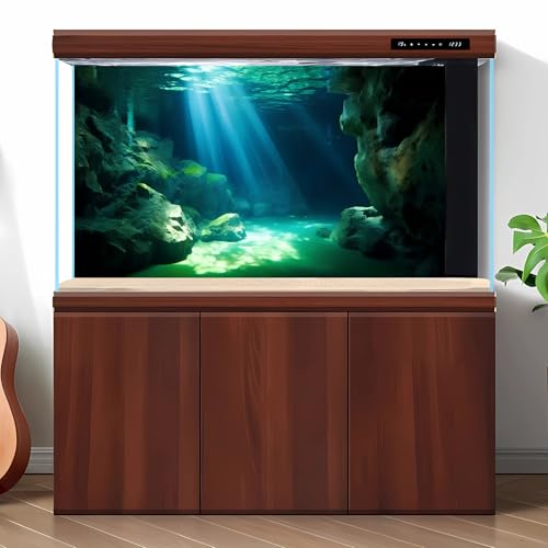 Underwater Fish Tank Background Under The Sea Cave Style Aquarium Background Ocean Floor Cave Sunlight Fish Tank Backdrop Tropical Fish Aquarium Terrarium Backgrounds Decorations 24x12in - color: Cave Blue, size: 24(W)x12(H)inches/ 60(W)*30cm(H)