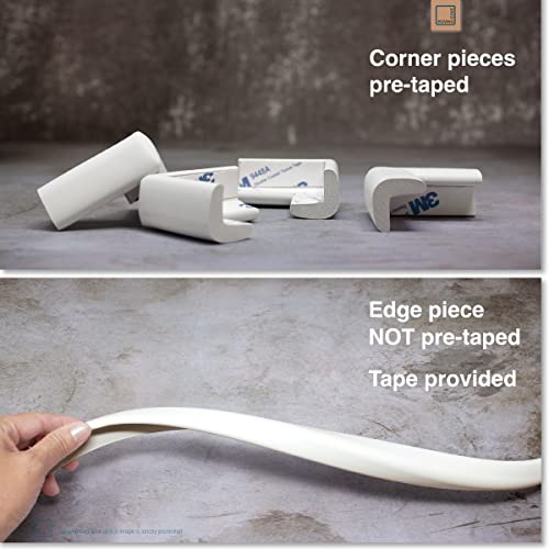 Roving Cove Slimfit Corner Edge Protector for Baby Proofing (Small 18ft Edge 8 Corners), Furniture Safety Bumper Guard, Soft NBR Rubber Foam, 3M Adhesive, Oyster White (Off White) - color: Oyster White, size: Small 18 feet
