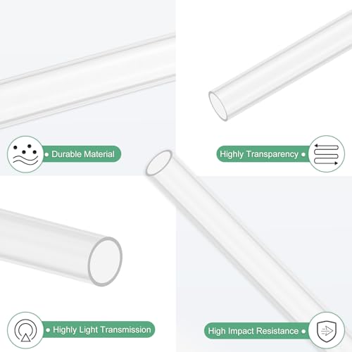 M METERXITY 4-Pack Clear Rigid Acrylic Pipe, 5mm[0.2"] ID x 7mm[0.28"] OD Plastic Round Tube for Water Cooling System/Lamps/Fountains/Aquariums/Display Stand, Acrylic Tubing [305mm/12IN] - size: 5mm ID x 7mm OD