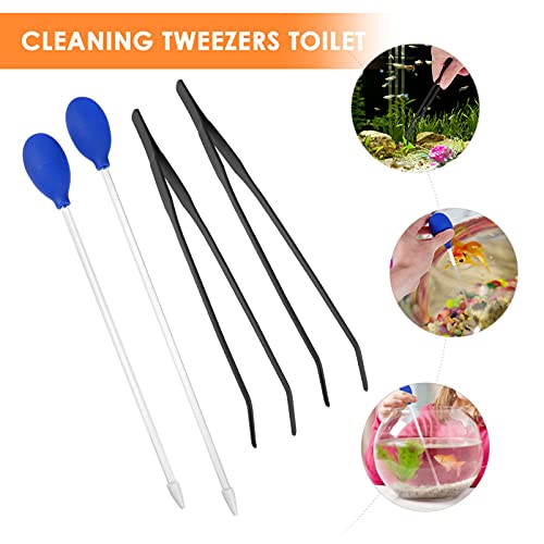Abaodam 4Pcs Aquarium Cleaning Tools Durable Tweezers Pipette for Fish Tank Waste Removal for Aquatic Plants Substrate Maintenance