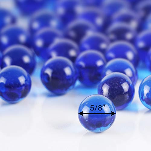 CYS EXCEL Cobalt Blue Glass Marble Gemstone Vase Filler (1 LB) | Multiple Color Choices Aquarium Marble Beads | Decorative Mosaic Gem Pebbles (Approx. 80-93 PCS) - color: Cobalt Blue, size: 1 LB