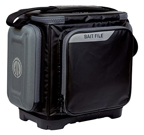 Plano KVD 3600 Signature Series Tackle Bag, Black with Red Stitching, Includes 3 Stowaway Utility Boxes, Customizable Fishing Storage, Water-Resistant TPE Coated Fabric