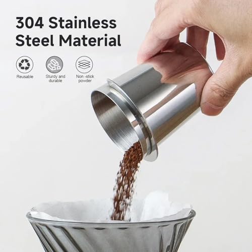 Coffee Dosing Cup 51mm, Stainless Steel Espresso Dosing Cup Coffee Machine Powder Feeder, Mug Coffee Powder Dosing Cup for Espresso Machine with 51mm Portafilter