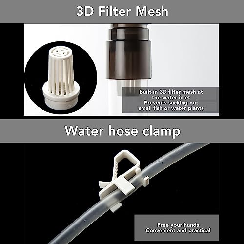 GLOGLOW Manual Aquarium Water Changer, Manual Aquarium Water Changer Cleaning Tool Fish Tank Gravel Cleaner for Changing and Sand Cleaner
