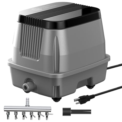 AquaMiracle Linear Air Pump ZP-40/ZP-60/ZP-100 for Pond Aeration, 635/950/1600GPH Septic Air Pump Pond Aerators for Outdoor Ponds, Waste Treatment, Aquarium, Fish Farm, Seafood Restaurant - style: 950GPH(60LPM)