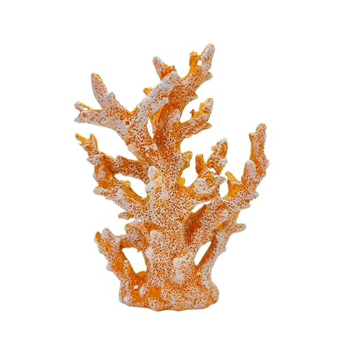 Etlemonde Beach Coastal Decor Coral Reef Home Decor Coral Statue Sculpture Home,Desk,Bathroom,Desktop Shelf Statue,Marine Themed Gifts (Golden Orange Coral) - color: Golden Orange Coral