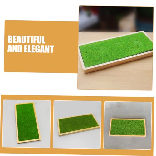 Garneck Resin Ornament Display Stand Tray and Artificial Grass Mat for Handicrafts Figures Dolls and Jewelry Organization Home Decor