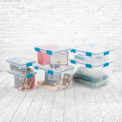 Sterilite 12-Pack Gasket Box, Weather-Resistant Storage Bins with Latching Lids, 7.5 Quart - Heavy-Duty Organizing Containers for Closet, Bathroom, and Office - size: 7.5 Quart, style: 12 Pack