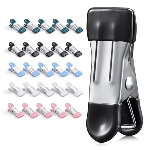 Clothes Pins Heavy Duty Out Door 50 Pack,Chip Clips 2.17 Inch, Bag Clips, Clothespins,Chip Clips Bag Clips Food Clips for Laundry, Bag Clips for Food Clips for Hanging Stainless Steel(Colored) - color: Colored-50