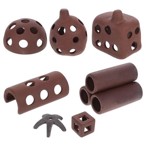 SUPVOX 7pcs Ceramic Fish Hideout Cave Set Aquarium Shrimp Shelter Breeding Ornament Tank Landscaping Decoration for Fish and Shrimp