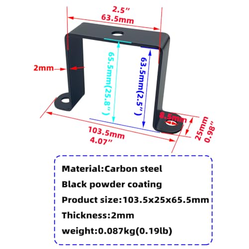6 PCS 2.5x2.5" Square Pipe Tube Strap Clamps,2.5 inch metal u shaped bracket, steel u clamp bracket for mounting,Powder Coated Black - size: 2.5" x 2.5"