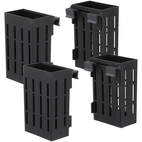 Ipetboom Hanging Aquarium Plant Holder 4-Pack Plastic Aquatic Planters 4.92X3.14X2.16In with Multiple Drainage Holes for Fish Tank Decoration and Aquatic Plant Growth - color: Black