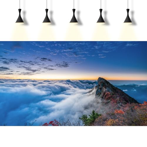 Misty Mountains Reptile Tank Background Mountain Peak Mesmerizing Sky Aquarium Background Rocks Sandstone Reptile Enclosure Backgrounds Trees Lush Clouds Foggy Mountain Fish Tank Backgrounds 24x12in - color: Navy Blue, size: 24(W)x12(H)inches/ 60(W)*30cm(