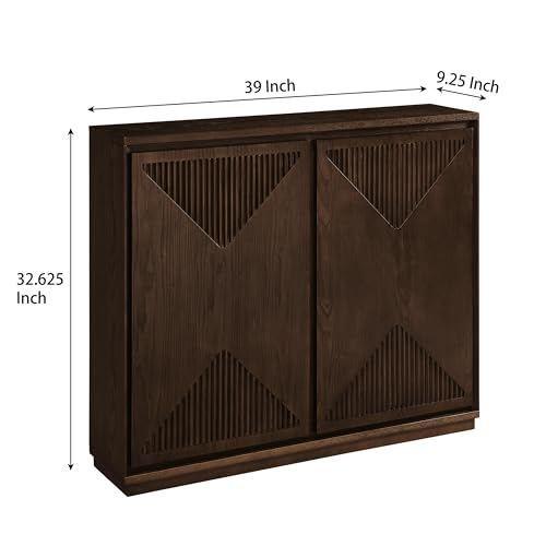 LKTART Narrow Sideboard Buffet Storage Cabinet with Solid Wood Doors,Mid Century Modern Accent Credenza Cabinet,Media Console Table for Kitchen, Living Room, Entryway-Dark Walnut,3 Pieces - color: D- Dark Walnutt, size: 3 Pieces