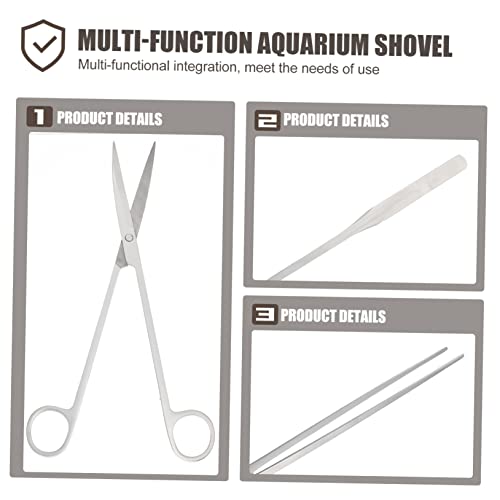 1 Set Stainless Aquarium Tool Set Multi Function Scissors Scraper Shovel for Precision Aquascaping Durable Resistant Stainless Steel for Delicate Water Plants