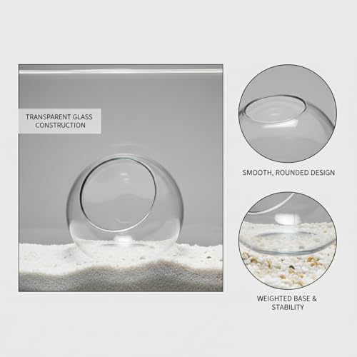 Glass Aquarium Ornament, Transparent Round Glass Ornament for Fish Tank, Compact Decor Piece (1 PC)