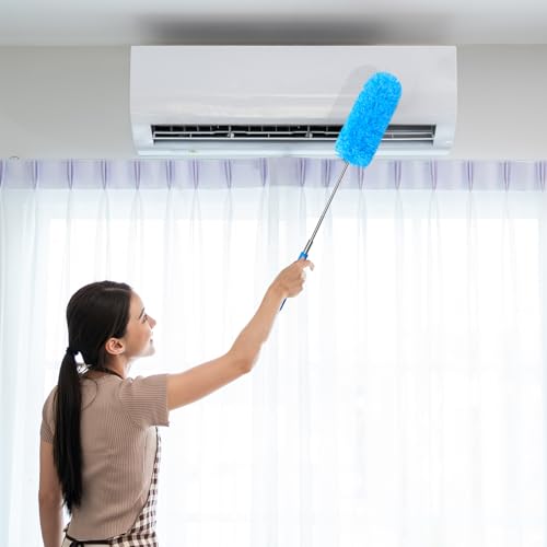 Tanlade 12 Pcs Microfiber Feather Duster for Cleaning 13-31 Inch Extendable Cobweb Dusters Ceiling Fan Duster Washable Bendable Tool for Office Car Window Furniture (Stylish Color) - color: Stylish Color