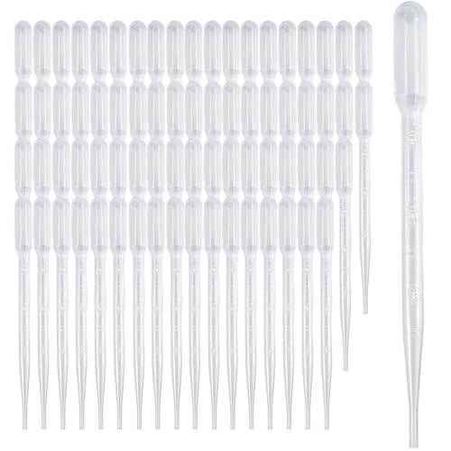 Zkupanx 100 PCS 3ML Pipettes Dropper - Disposable Plastic Dropper Pipette for Accurate Liquid Transfer, Excellent Suction, Pipettes for Essential Oils, Resin, Crafts, Labs, Kids Activities, DIY Art - size: 3mL 100PCS