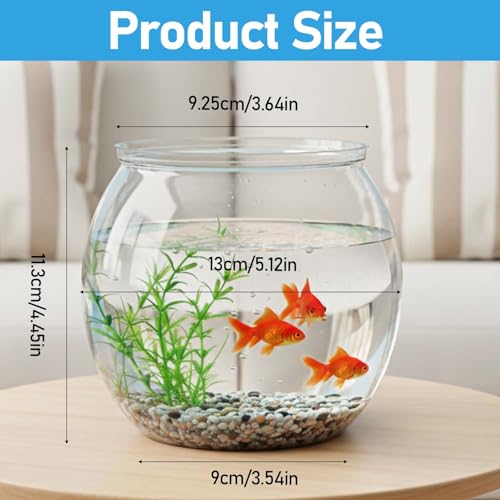 Mini Plastic Fish Bowl, 50 oz Decorative Fish Bowls Unbreakable Plastic Betta Fishes Tank Clear Round Desktop Vases Bowls for Home Decor, Centerpiece Vases, Candy, Party Favors (Style 2)