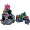Tfwadmx Aquarium Coral Decoration Resin Fish Tank Hiding Mountain Cave Betta Hideaway House Rock Reef Ornament, 2 Pack.