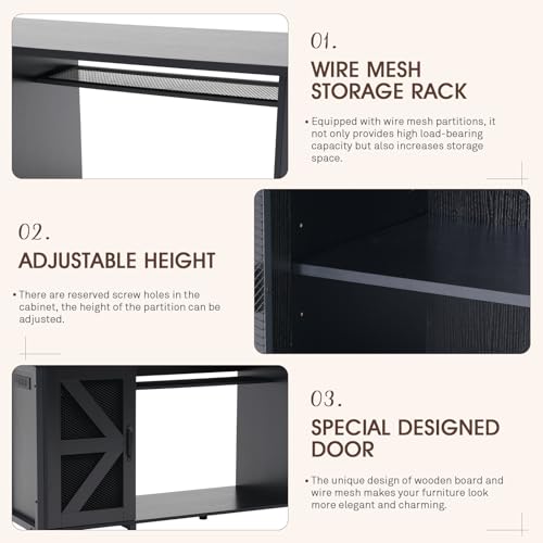 OC Orange-Casual 55-75 Gallon Aquarium Stand with LED Lighting & Power Outlets - Heavy Duty Metal Fish Tank Cabinet with Adjustable Shelves, 1000LB Capacity, Black
