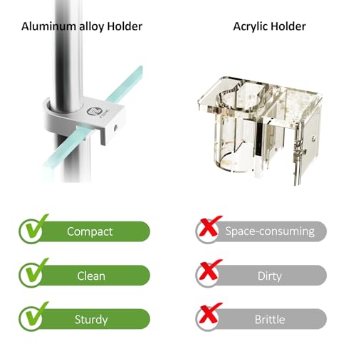 FZONE Mini Aquarium Fixing Clamp, Aluminum Alloy Holder for Rimless Aquariums Fasten Water Pipes with Anti-Overflow Card Slot for Fish Tank Inlet and Outlet Pipes 2pcs(S) - size: S
