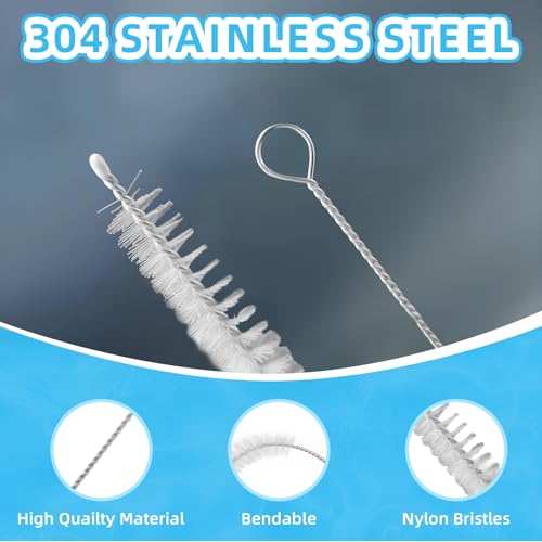 Cleaning Brushes for Reusable Drinking Straws, Set of 5, Long Wire Handle, Bottle and Straw Cleaner for Stanley Mug, Sippy Cup, Water Bottle and Tubes, Reusable and Flexible - color: white01