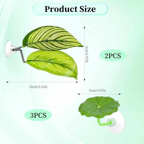 5 Pcs Fish Tank Accessories Aquarium Shrimp Hideout Betta Toys Betta Leaf Hammock Toys Set Plastic Aquarium Plants that Won’T Damage Fishtail Hideout with Spare Suction Cup for Smallfish