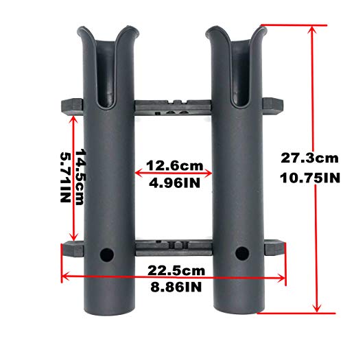 HiUmi Wall Mounted Fishing Rod Holders Tubes Links Fishing Rod Holder Rack Rests (2-Pole-Black) - color: 2-pole-black