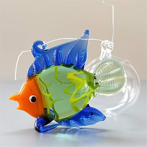 Fish Tank Ornaments Color Bubble Fish Miniature Hand Blown Tropical Fish Figurine Art Glass Sea Animals Collection,Set of 6 for Small and Medium Fish Tanks (1) - color: Multicolored