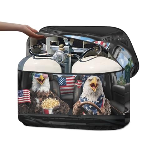 American Funny Eagle Travel Trailer Propane Tank Cover Tanks Dust-Proof Sun Protection Fit for Gas Dual 20lb Weather Resistant Cylinder Cover - color: American Funny Eagle, size: S(20LB)
