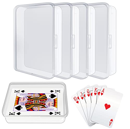 IOUKUKI 4 Pcs Blank Playing Card Cases, Clear Plastic Deck Box Holders for Game Cards & More